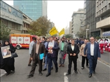 حضور فرماندار تهران در جمع پرشور مردم ولایتمدار و انقلابی شهر تهران در راهپیمایی یوم الله ۱۳ آبان